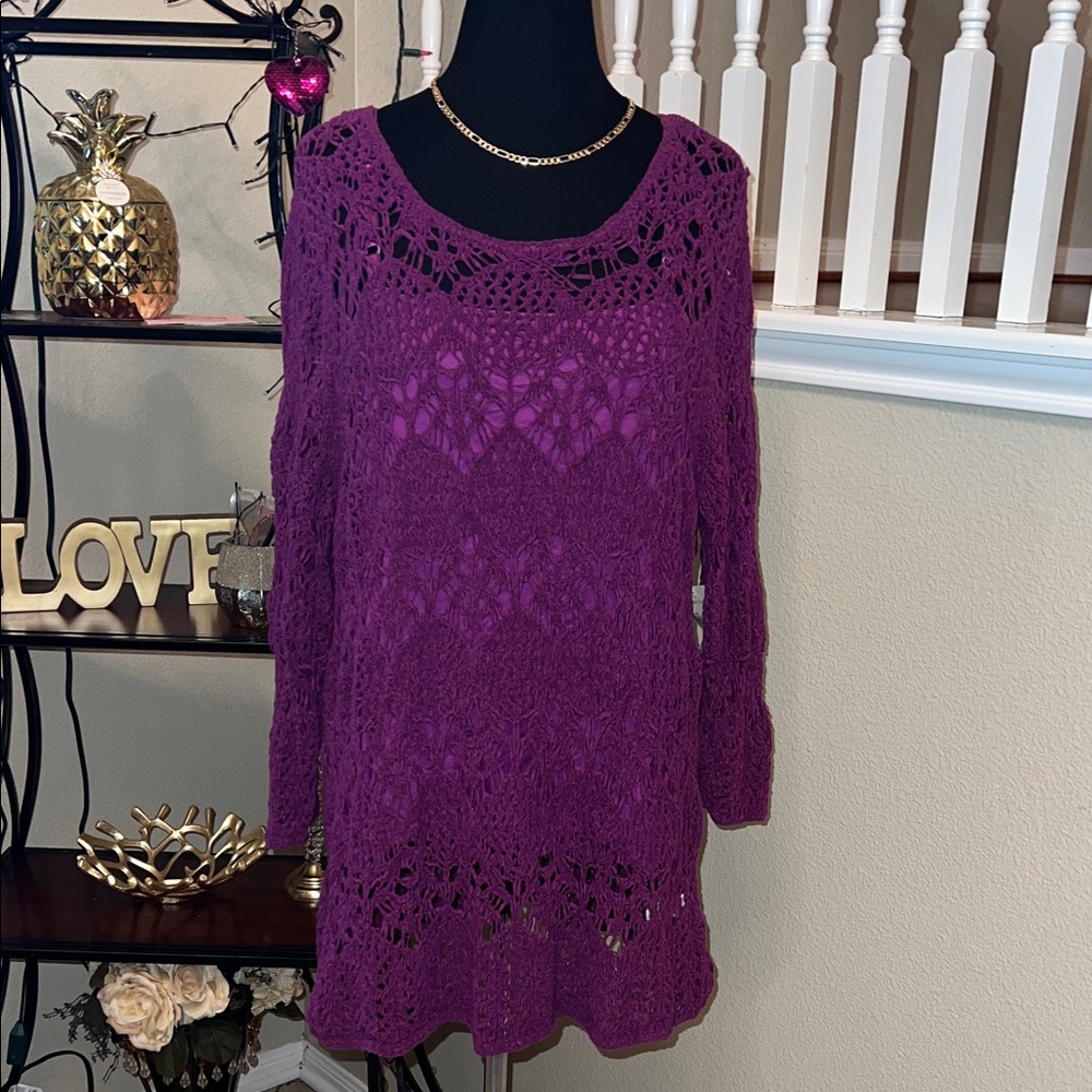 Coldwater Creek Rich Purple Knit Top